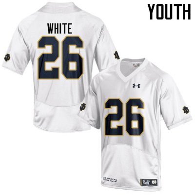 Notre Dame Fighting Irish Youth Ashton White #26 White Under Armour Authentic Stitched College NCAA Football Jersey YUH3499JZ